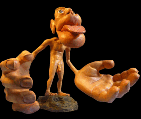 Front of Sensory Homunculus, showing very large hands