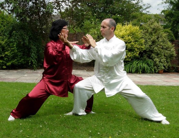 Davidine Sim and David Gaffney practising push hands